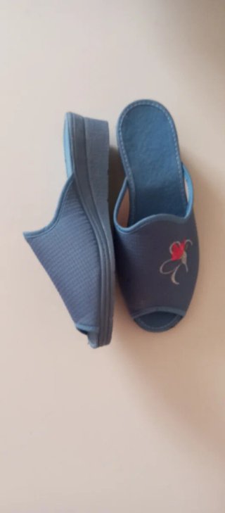 Zapatillas de casa azules bordadas