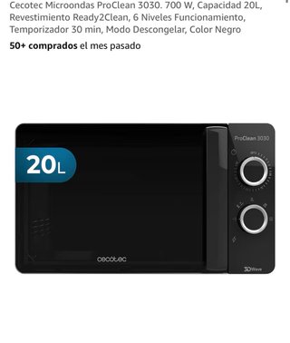 Cecotec Microondas ProClean 3030 Negro