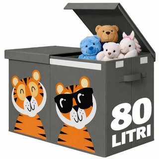 Box Contenitore Giocattoli con Animali Doppio Pieghevole