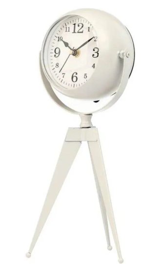 Reloj de mesa trípode blanco