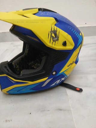 Casco Moto Cross Azul y Amarillo