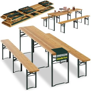 Set Birreria con 2 Panche e Tavolo Pieghevole Seduta