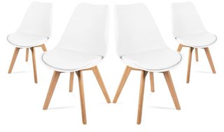 Juego de 4 Sillas Blancas Patas Madera