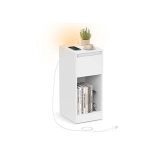 Comodino con LED porte USB cassetto e scomparto · Plastica
