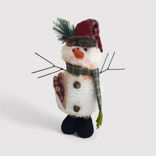 Pupazzo di neve decorativo per mensole o caminetto · Tessuto