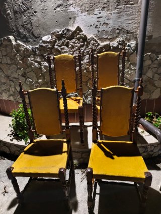 Set 6 Sedie Vintage Legno Giallo