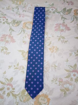 Cravatta Dolce & Amaro Blu con Pois Rosa seta 8cm