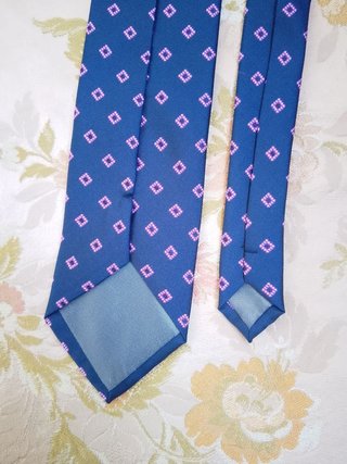Cravatta Dolce & Amaro Blu con Pois Rosa seta 8cm