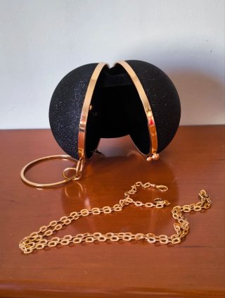Bolso fiesta esfera negro y dorado
