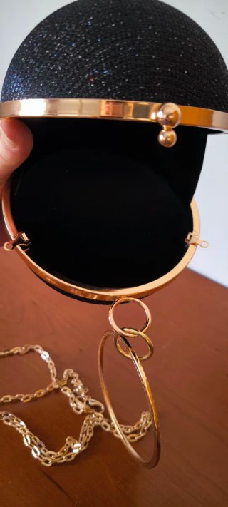 Bolso fiesta esfera negro y dorado