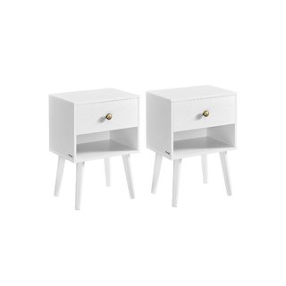 Set di 2 Tavolini con Cassetto e Scomparto Aperto · Legno