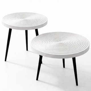Set 2 Tavolini da Caffè Tondi Bianco Design Industrial