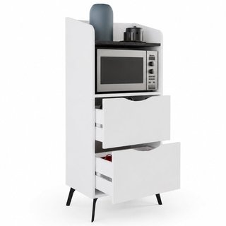 Mobile Multiuso Bianco con 2 Cassetti e 1 Ripiano Grigio