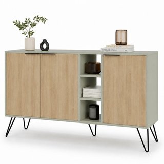 Madia Moderna Credenza con 3 Ante e Vani a Giorno 142x83 cm