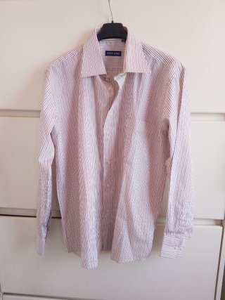 Camicia classica bianca a righe sottili vintage 90