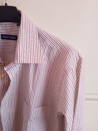Camicia classica bianca a righe sottili vintage 90