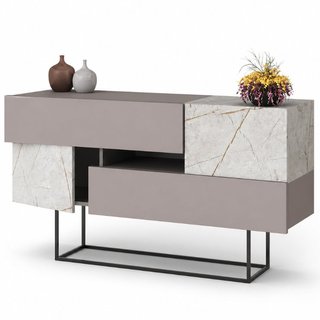 Madia Consolle Moderna 145 cm con 2 Ante 2 Cassetti Tortora