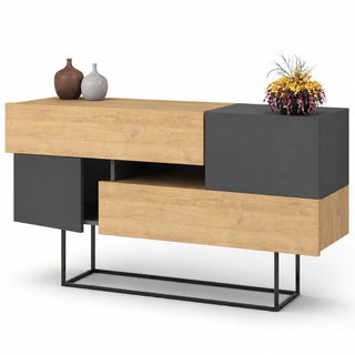 Madia Consolle Moderna 145 cm con 2 Ante 2 Cassetti Quercia