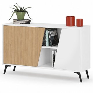 Madia Credenza Moderna 150 cm con 2 Ante 8 Vani e Ripiani
