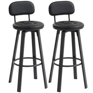 Juego de 2 taburetes de bar, tapizado de piel sint