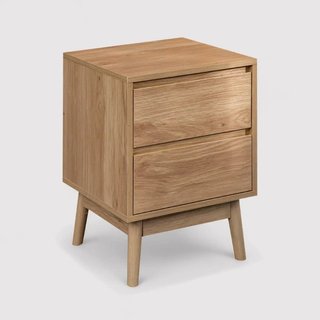 Ontano - Comodino color legno naturale con 2 cassetti