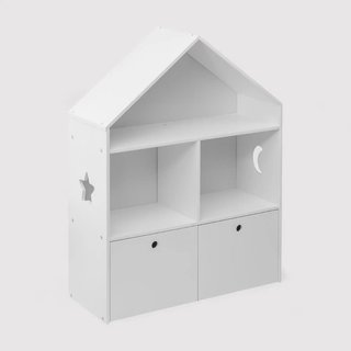 Corokia - Libreria montessoriana bianca con 2 scaffali e 2