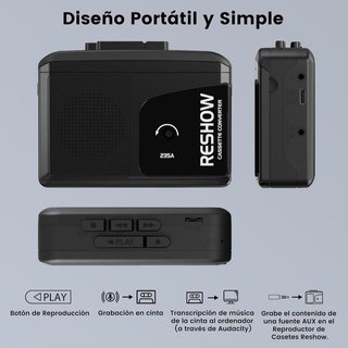 Reshow Reproductor Cassette Portátil con Altavoz