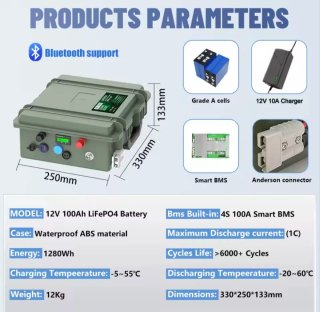 Batería LiFepo4 12V 100Ah con Bluetooth