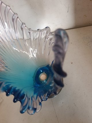 Centro de mesa cristal Murano Mazzega azul