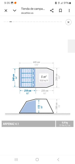 Tienda de campaña Decathlon