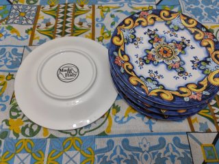 Set 6 piatti ceramica decorati da frutta o dolce