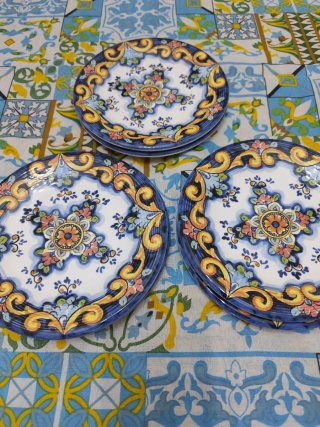 Set 6 piatti ceramica decorati da frutta o dolce