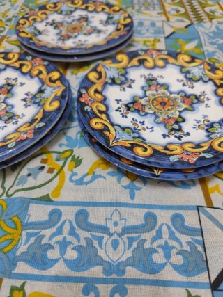 Set 6 piatti ceramica decorati da frutta o dolce