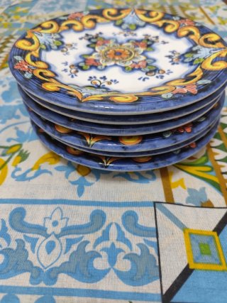 Set 6 piatti ceramica decorati da frutta o dolce