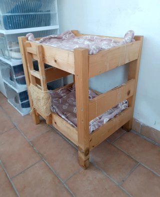 Cuccia Letto a castello gatti legno artigianale