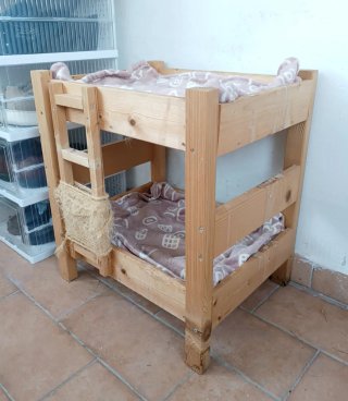 Cuccia Letto a castello gatti legno artigianale