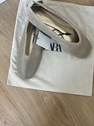 Bailarinas Zara trenzadas efecto metalizado 37