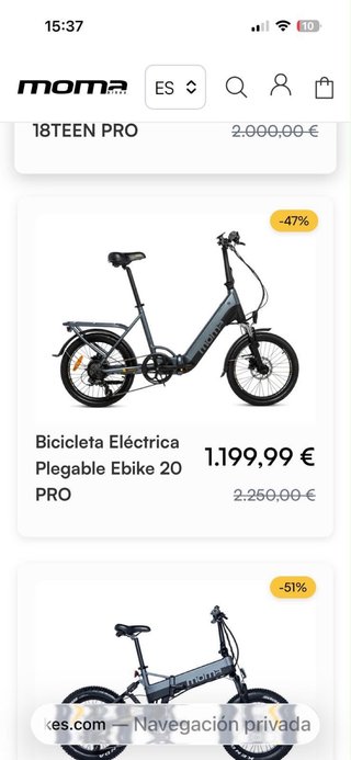 Bicicleta Eléctrica Plegable Moma Ebike 20 PRO