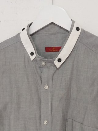 Camisa gris cuello mao Caramelo - Talla L