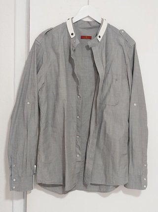 Camisa gris cuello mao Caramelo - Talla L