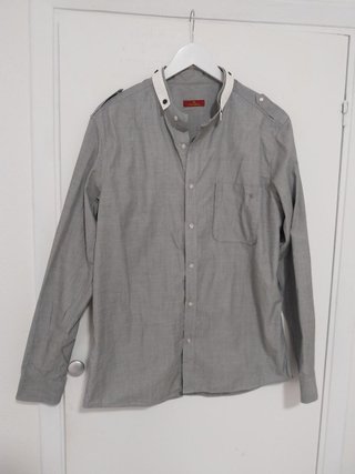 Camisa gris cuello mao Caramelo - Talla L