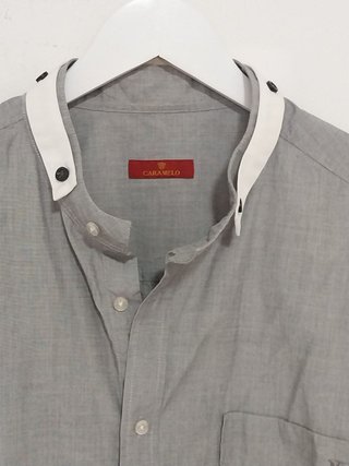 Camisa gris cuello mao Caramelo - Talla L