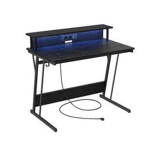 Scrivania da Gaming con Luci LED Prese di Corrente Supporto