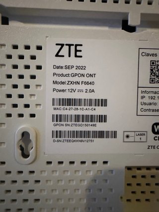 Router ZTE ZXHN F6640 GPON ONT Wi-Fi 6 ordenador