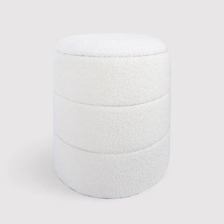 Enula - Pouf bianco rotondo con contenitore · Tessuto