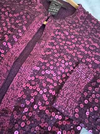 Max Mara Cardigan Viola con Paillettes