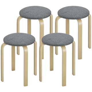 Pufes tapizados en juego de 4, apilables, superfic