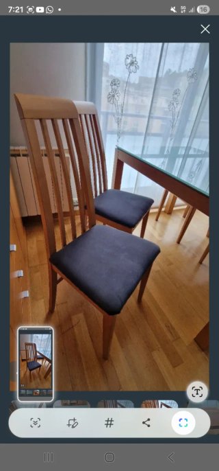 Sillas de comedor de madera y tela