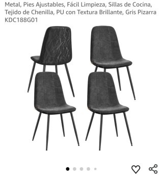 Juego de 4 Sillas de Chenilla Gris