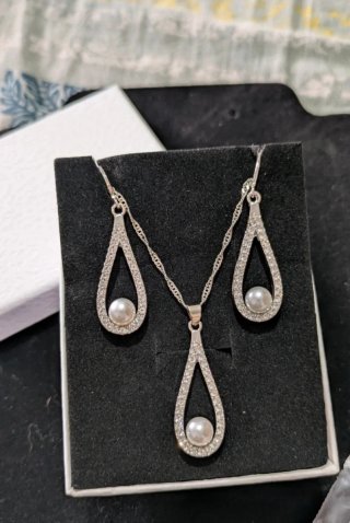 Set gioielli argento 925 con perla nuovo